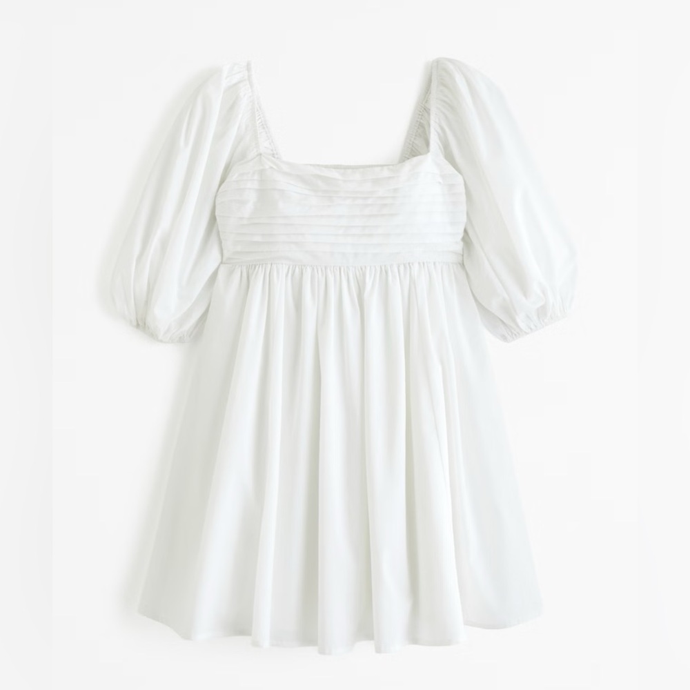 Abercrombie & Fitch White Puff Sleeve Emerson Mini Dress